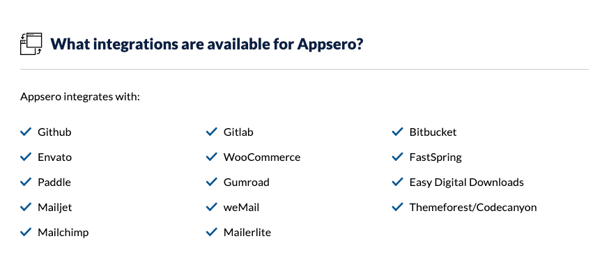 چه ادغام های موجود برای Appsero