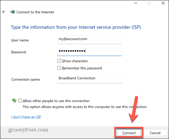 ویندوز اتصال pppoe