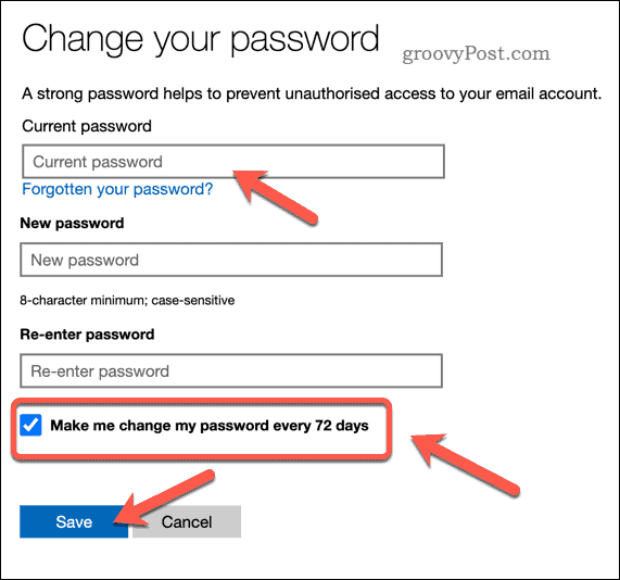 انقضای رمز عبور را در حساب مایکروسافت تنظیم کنید