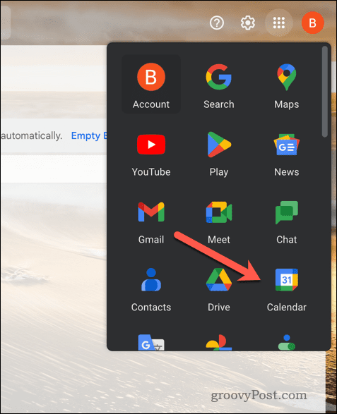 Google Calendar را در جیمیل باز کنید