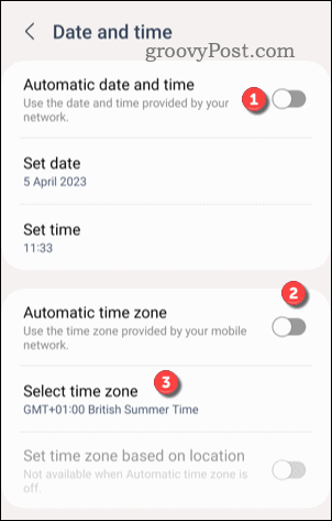 تنظیم منطقه زمانی سفارشی در Android
