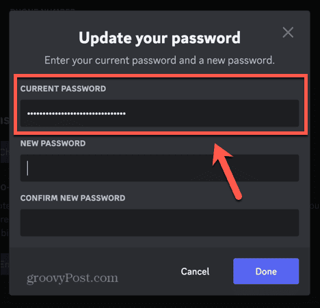 رد کردن رمز عبور فعلی