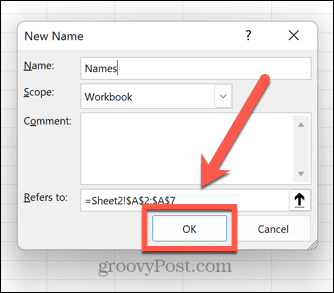 دکمه ok اکسل
