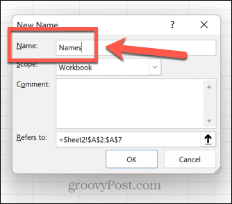 محدوده با نام اکسل