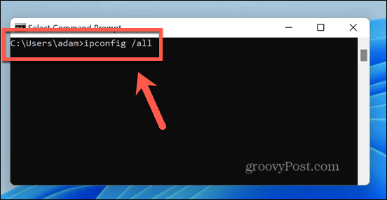 ipconfig ویندوز 11