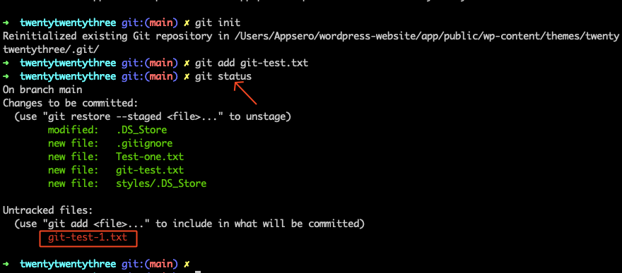 دستور وضعیت Git