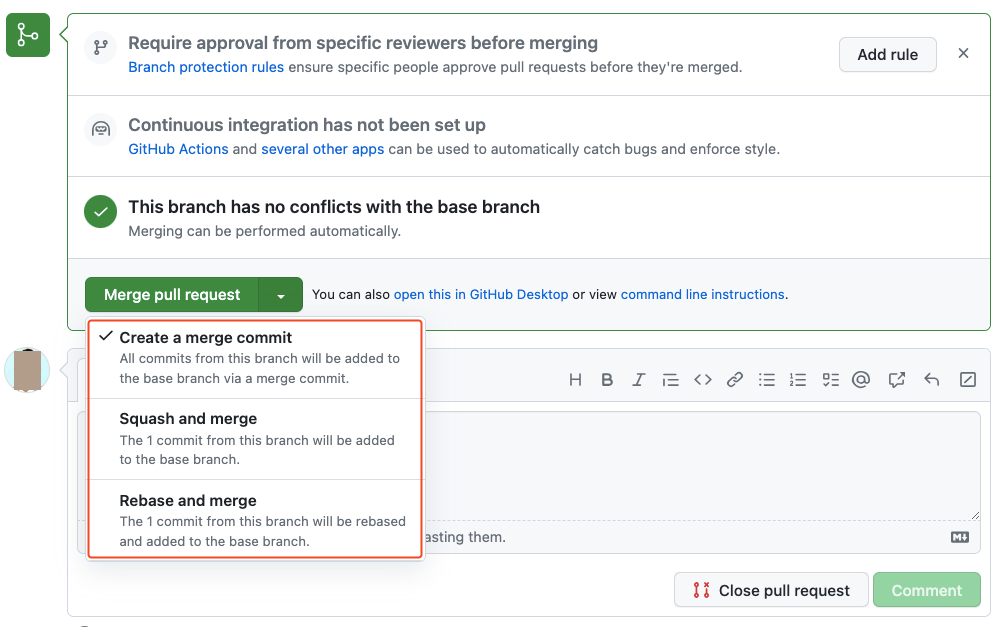 درخواست کشش GitHub را ادغام کنید