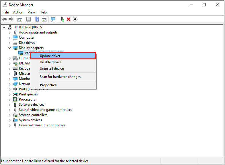 درایور نمایشگر را از مدیر دستگاه به روز کنید