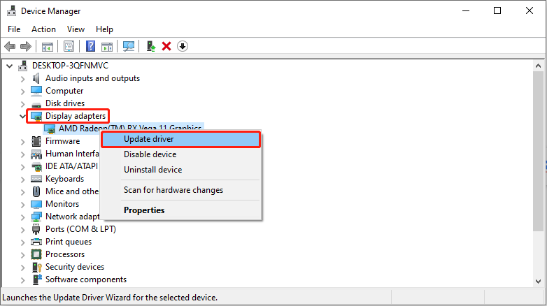 کارت درایور را به روز کنید