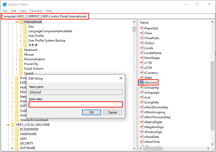 داده های مقدار sdecimal را در یک نقطه تنظیم کنید
