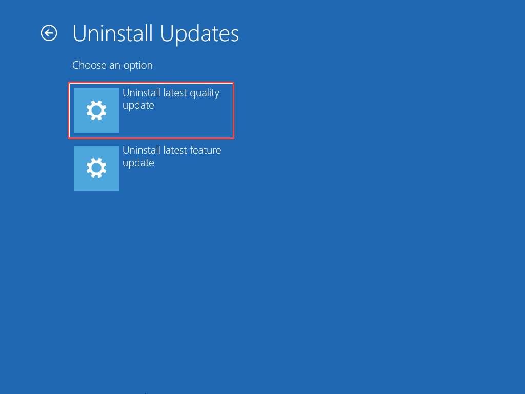 آخرین به روزرسانی کیفیت را حذف نصب کنید