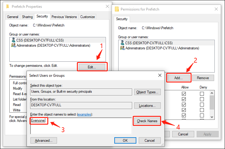 حساب همه را برای ویرایش مجوزهای خود اضافه کنید