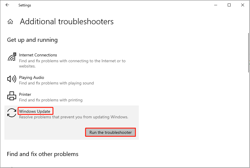 عیب یابی Windows Update را اجرا کنید