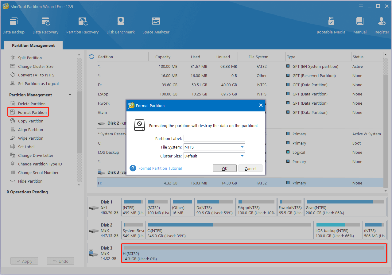 پارتیشن کارت SD را در جادوگر Partition Minitool قالب بندی کنید