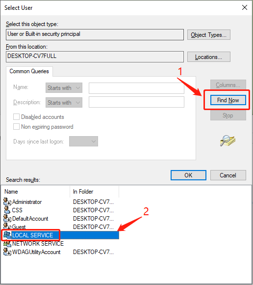 خدمات محلی را انتخاب کنید