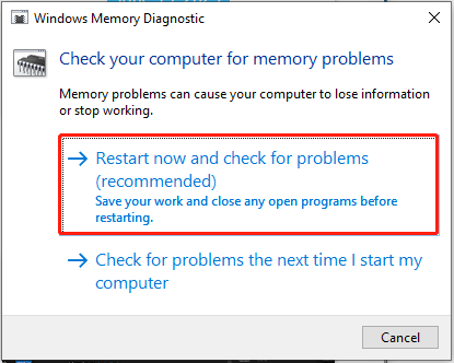 اکنون روی راه اندازی مجدد کلیک کنید و مشکلات را بررسی کنید