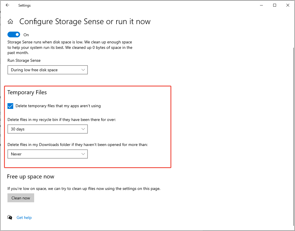 تنظیمات پرونده های موقت را تغییر دهید