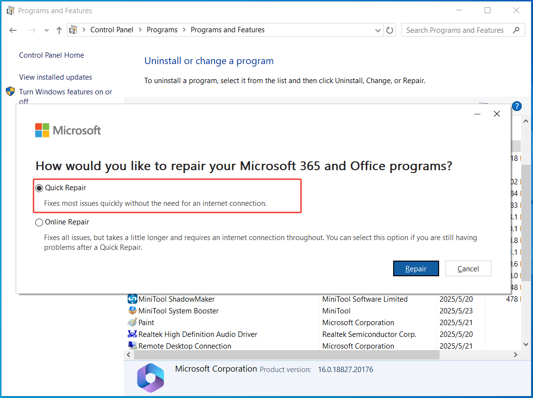 Microsoft Office را تعمیر کنید