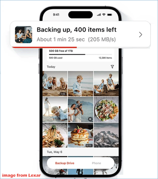 پشتیبان گیری خودکار از طریق برنامه Lexar به SSD قابل حمل TouchLock
