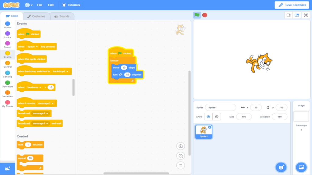 اسکرین شات Scratch 3.