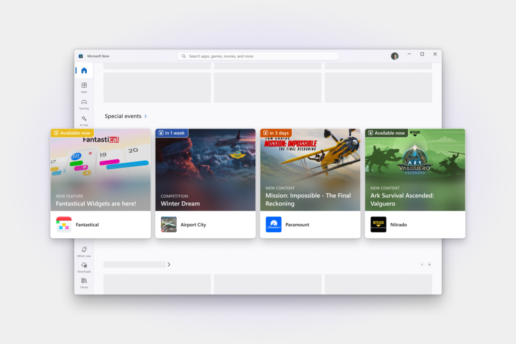 تصویر تجربه صفحه اصلی با مجموعه رویدادهای درون برنامه ای ظاهر شد.